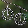 Sterling Silver 'Halo' Dangle Earrings (Indonesia)