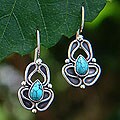 Silver 'Newborn Butterfly' Turquoise Earrings (Indonesia)