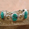 Silver/ Turquoise 'Sunny Blue Sky' Link Bracelet (India)