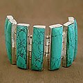 Sterling Silver 'Paradise Sky' Wristband Bracelet (India)