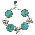 Sterling Silver 'Butterfly Skies' Turqouise Bracelet (India)