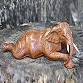 Wood 'Elephant at Rest' Statuette (Indonesia)
