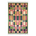Indo'Hypnotic Geometry' Wool Rug (5' x 8')