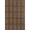 Hand-tufted 'Navajo' Brown/ Cream New Zealand Wool Rug (5' x 7'6)