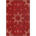 Hand-tufted 'Navajo' Red New Zealand Wool Rug (7'9 Round)