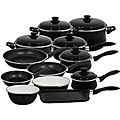 Provence Black Matte/ Gloss Enamel on Steel 18-piece Cookware Set