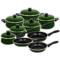 Tuscany Green Gloss Enamel 15-piece Cookware Set
