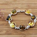 Sterling Silver Honey and Yellow Baltic Amber Bracelet (Poland)