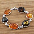 Sterling Silver Cognac and Honey Baltic Amber Bracelet (Poland)