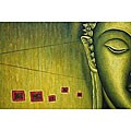 Hand-painted 'Green Buddha' Canvas Art