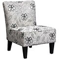 Hali White and Black Floral Armless Chair