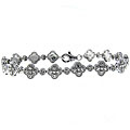 Sterling Silver X and O Link Diamond Accent Bracelet