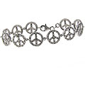 Sterling Silver Peace Sign Diamond Accent Bracelet
