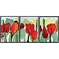 Floral Geometry Hand-painted Framed Canvas Art (Set of 3)