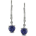 10k Gold Created Tanzanite and Diamond Earrings