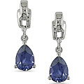 10k Gold Created Tanzanite and Diamond Earrings