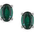 10k White Gold Created Emerald Earrings