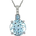 10k White Gold Sky Blue Topaz and Diamond Necklace