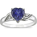 10k White Gold Created Tanzanite and Diamond Ring