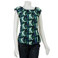 Piano Women's Blue/ Green Ribbed Peasant Blouse