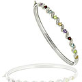 Sterling Silver Multi-gemstone and Diamond Accent Bangle