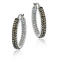 Sterling Silver 4/5ct TDW Brown Diamond Hoop Earrings