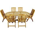 Oval 7-piece Solid Teak Dining Set