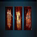 Hand-painted 'Inverse Columns' Canvas 3-piece Art Set