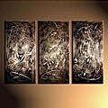 Hand-painted 'Men and Two Ladies' Canvas 3-piece Art Set