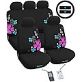 Suede Flowers 12-piece Automotive Seat Cover Set