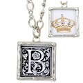 Charming Life Picture Frame Monogram and Crown Charm Necklace