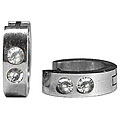 Stainless Steel Cubic Zirconia Huggie Earrings