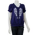 Claudia Richard Women's Button-front Embroidered Top