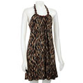 Connected Apparel Women's Wooden Bead Halter Dress