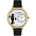 Whimsical Penguin Theme Unisex Black Leather Watch