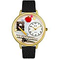 Whimsical Unisex 'Teacher' Black Leather Watch