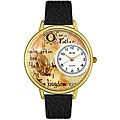 Whimsical Lord's Prayer Theme Unisex Black Leather Watch