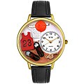 Whimsical Unisex 'Basketball' Black Leather Watch