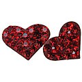 Sterling Silver Red Crystal Studded Heart Earrings