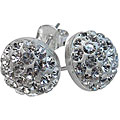 Sterling Silver Clear Crystal Studded Dot Earrings
