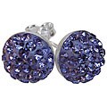 Sterling Silver Purple Crystal Dot Earrings