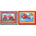 'Fire Engine' and 'Airplance' Custom-printed Canvas Art Set