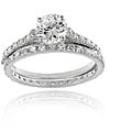 Sterling Silver CZ Bridal Engagement Ring Set