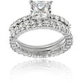 Sterling Silver CZ Bridal Engagement Ring Set