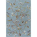 Hand-tufted Blue Floral Espresso Wool Rug (7'9 x 10'6)