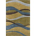 Hand-tufted Multicolor Wave Espresso Wool Rug (7'9 x 10'6)