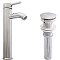 Geyser Bathroom Vanity Vessel Faucet and Umbrella-style Pop-up Drain