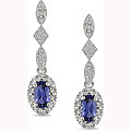 10k White Gold Created Tanzanite Diamond Earrings