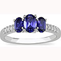 10k Gold Created Tanzanite 1/10ct TDW Diamond Ring