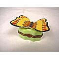 Limoges Hand-painted Yellow Buttefly Keepsake Box